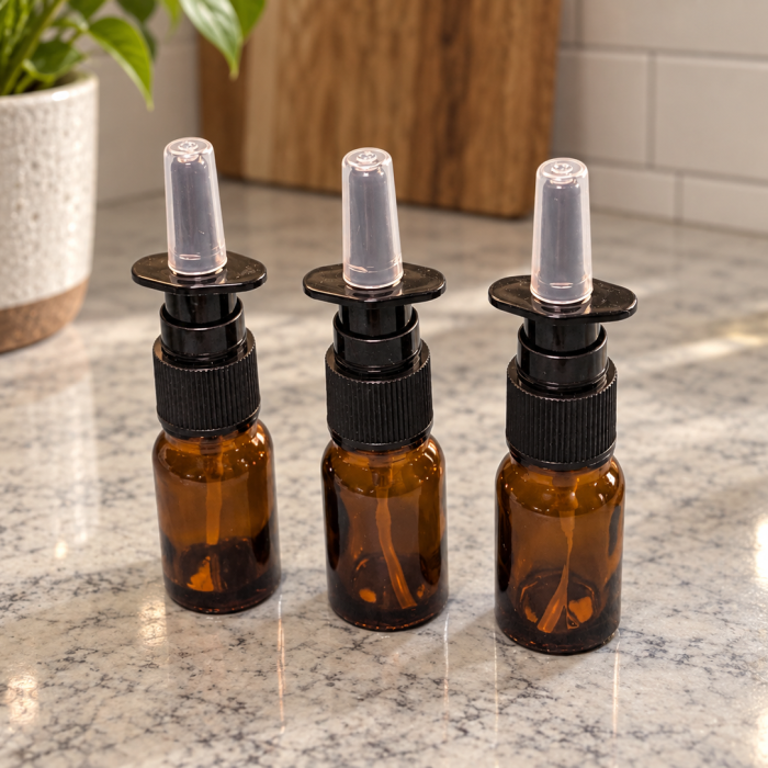 Amber Glass Nasal Spray Bottle (One - 10 mL – 10 Units per Spray)
